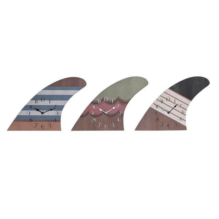 Vægur DKD Home Decor Surf Multifarvet Træ MDF Middelhavet (30 x 4,5 x 43 cm) (3 enheder)