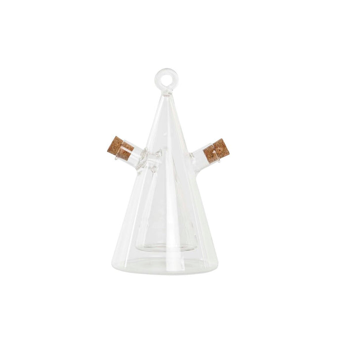 Olie og eddikesæt DKD Home Decor 10,5 x 9 x 18 cm Gennemsigtig Kork 300 ml Borosilikatglas