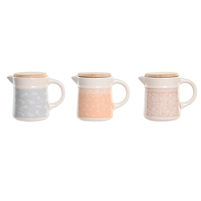 Oliekande til kød eller fisk DKD Home Decor Blå Pink Rustfrit stål Gul Stentøj Træ MDF 680 ml 3 enheder