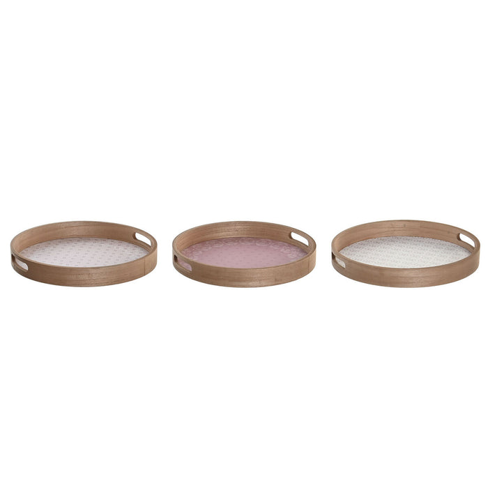 Snack bakke DKD Home Decor Scandi Pink Hvid 35 x 35 x 5 cm Træ MDF (3 enheder)
