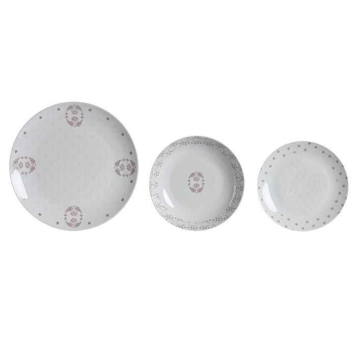 Madlavningssæt DKD Home Decor Hvid Pink Porcelæn Scandi 18 Dele 27 x 27 x 3 cm