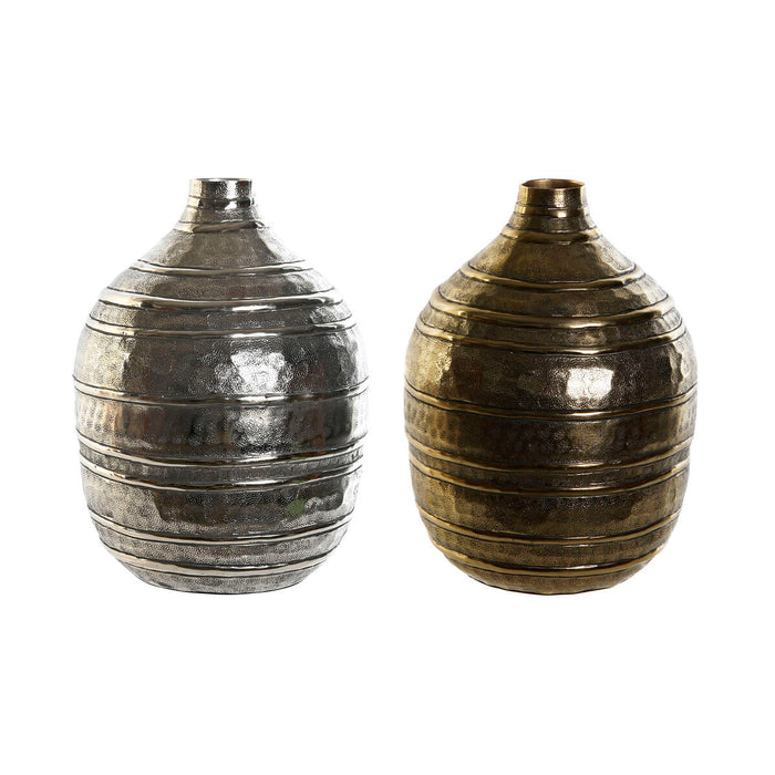 Vase DKD Home Decor 20 x 20 x 28,5 cm Sølvfarvet Gylden Aluminium Moderne (2 enheder)