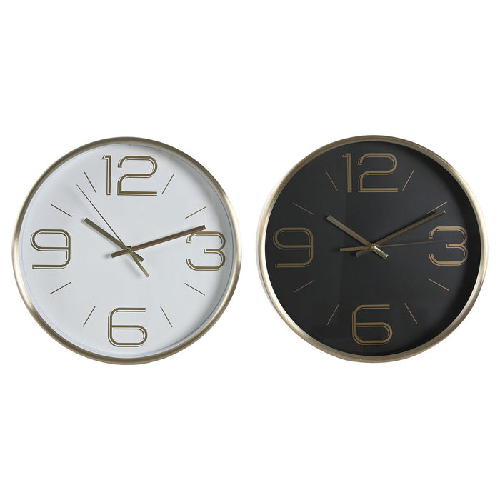 Vægur DKD Home Decor Hvid Sort Gylden Aluminium Ø 25 cm 25 x 4 x 25 cm (2 enheder)