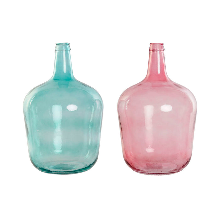 Vase DKD Home Decor Grøn Pink Hærdet glas 25 x 25 x 40 cm (2 enheder)