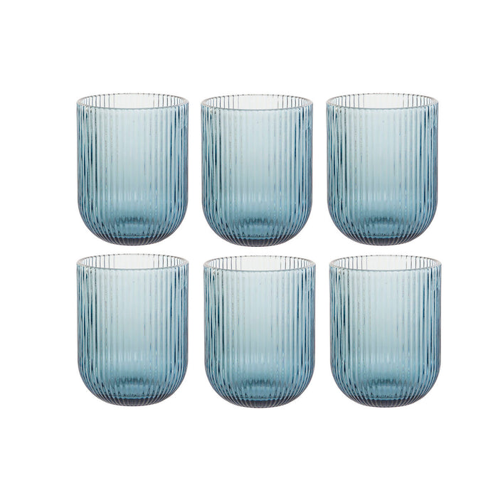 Glassæt DKD Home Decor Blå Krystal 240 ml (6 enheder)