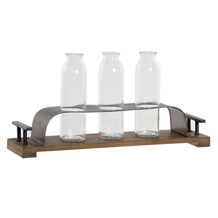 Vase DKD Home Decor Brun Sort Metal Krystal 45 x 11 x 22 cm (3 Dele)
