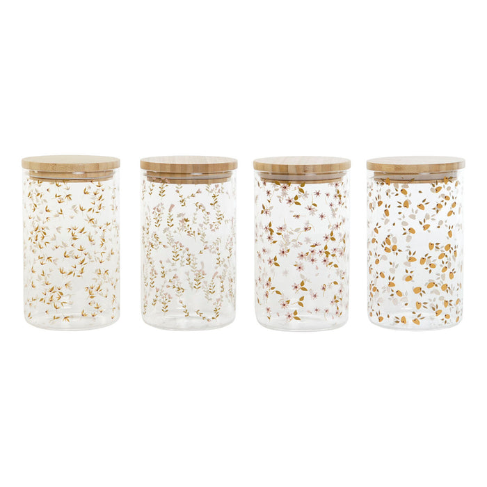 Blik DKD Home Decor Bambus Borosilikatglas Shabby Chic 1 L 10 x 10 x 17 cm (4 enheder)