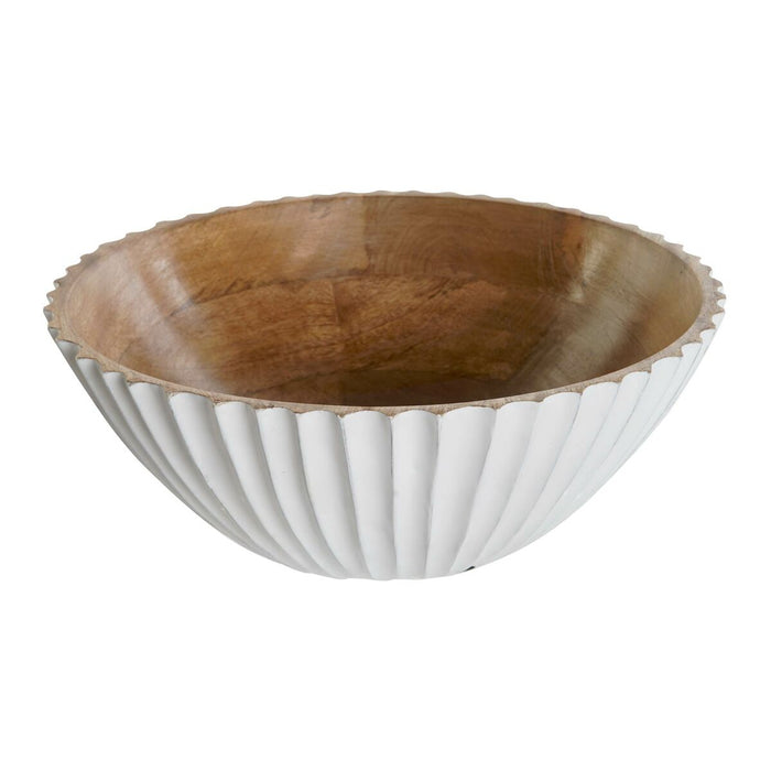 Salatskål DKD Home Decor Hvid Natur Mangotræ 30 x 30 x 12 cm