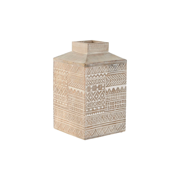 Vase Home ESPRIT Hvid Natur Mangotræ Kolonistil 18 x 18 x 30,5 cm