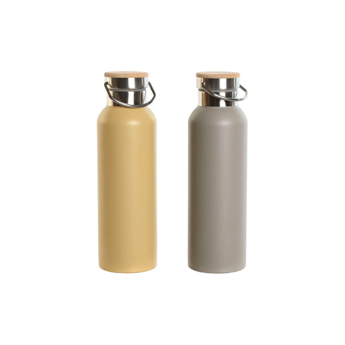 Termoflaske Home ESPRIT Beige Grå 500 ml (2 enheder)