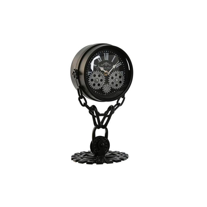 Namizna ura Home ESPRIT Sort Sølvfarvet Metal Krystal 18 x 17 x 33 cm