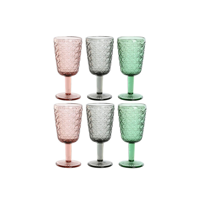 Sæt med glas Home ESPRIT Sort Rød Grøn Krystal 285 ml (6 enheder)