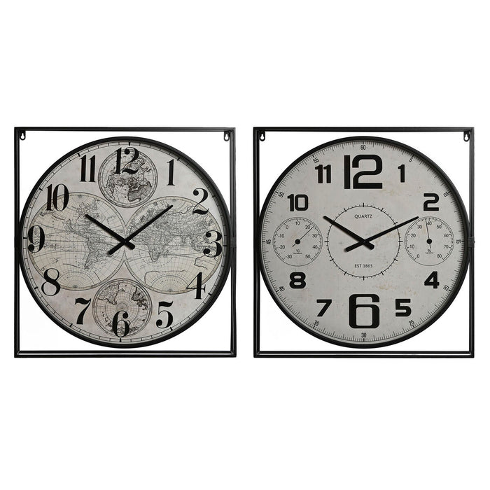 Vægur Home ESPRIT Hvid Sort Metal Træ MDF 62 x 6 x 65 cm (2 enheder)