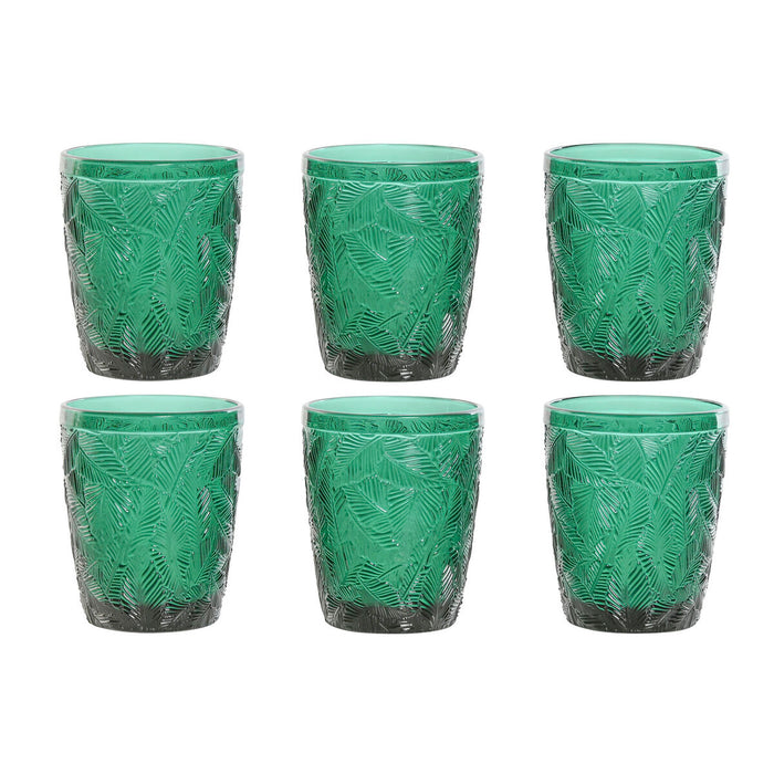 Glassæt Home ESPRIT Grøn Krystal Med relief 300 ml