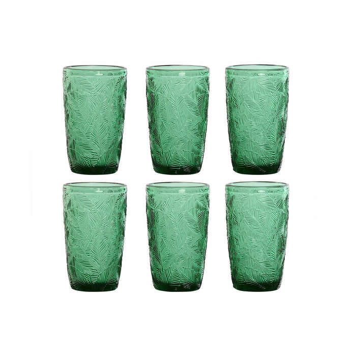 Glassæt Home ESPRIT Grøn Krystal Med relief 370 ml