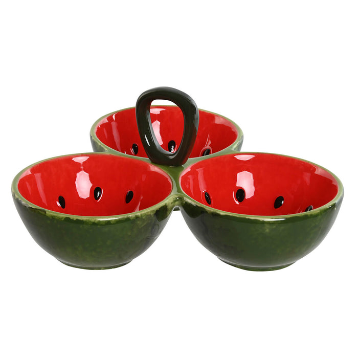 Snackskål Home ESPRIT Rød Grøn Stentøj Vandmelon 23 x 22 x 10,5 cm