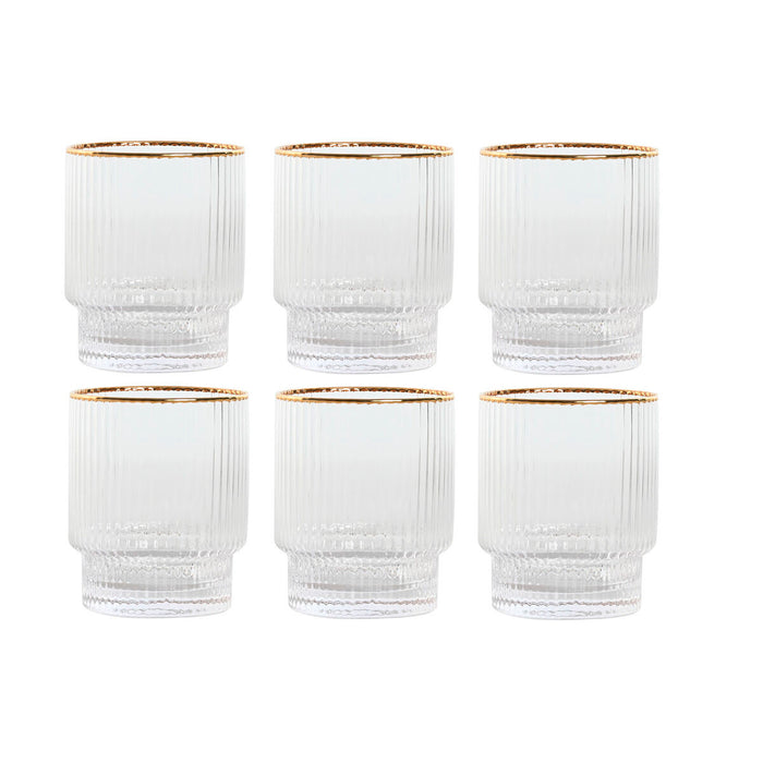 Glassæt Home ESPRIT Gennemsigtig Gylden Krystal 320 ml (6 enheder)
