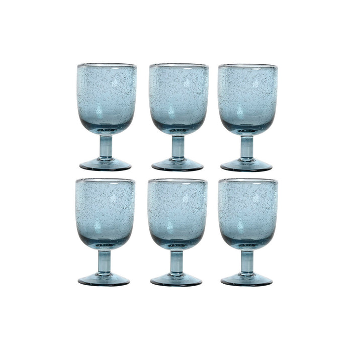 Sæt med glas Home ESPRIT Blå Krystal 300 ml 8 x 8 x 14 cm (6 enheder)
