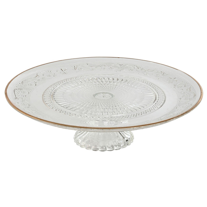 Flad Plade Home ESPRIT Gennemsigtig Gylden Krystal 33 x 33 x 9,4 cm