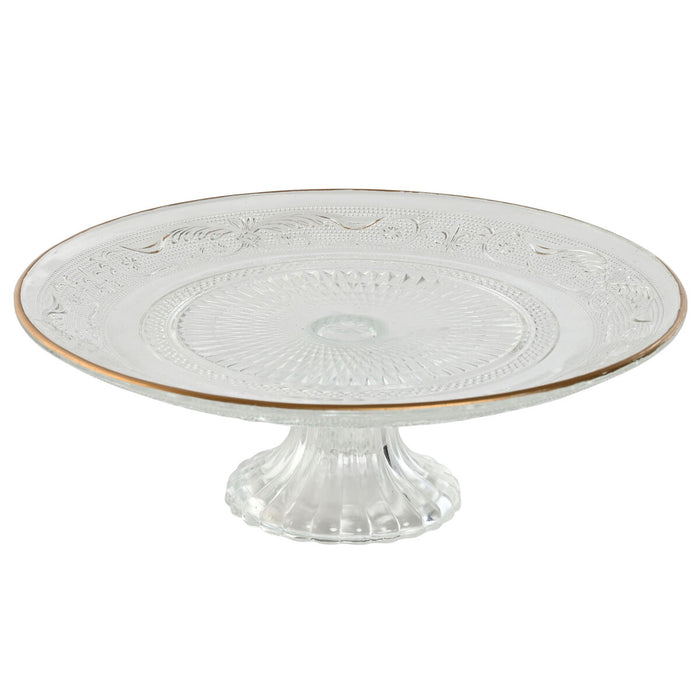 Flad Plade Home ESPRIT Gennemsigtig Gylden Krystal 23 x 23 x 8 cm
