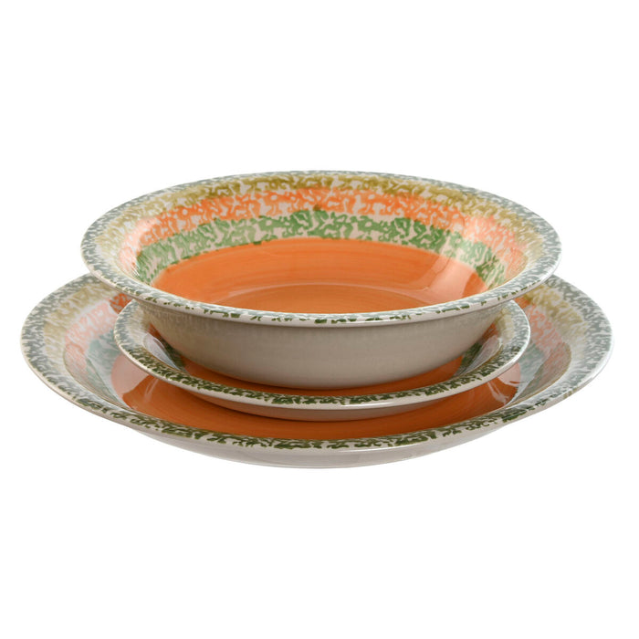 Spisestel Home ESPRIT Orange Stentøj 27 x 27 x 2 cm 18 Dele