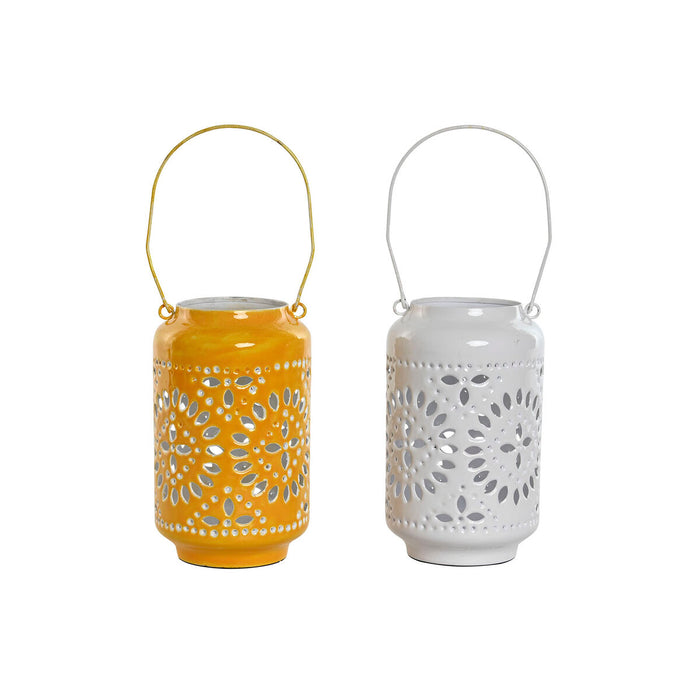 Lyseholder Home ESPRIT Gul Hvid Jern 15 x 15 x 26 cm (2 enheder)