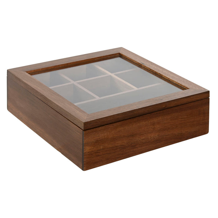 Æske til infusioner Home ESPRIT Natur Krystal Akacie 20,5 x 20,5 x 6,5 cm