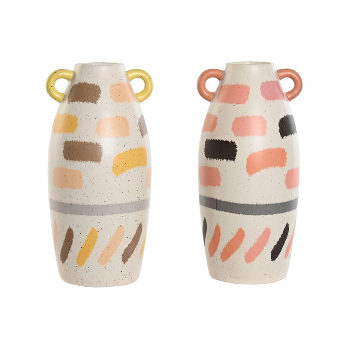 Vase Home ESPRIT Multifarvet Dolomite 17 x 17 x 35 cm (2 enheder)