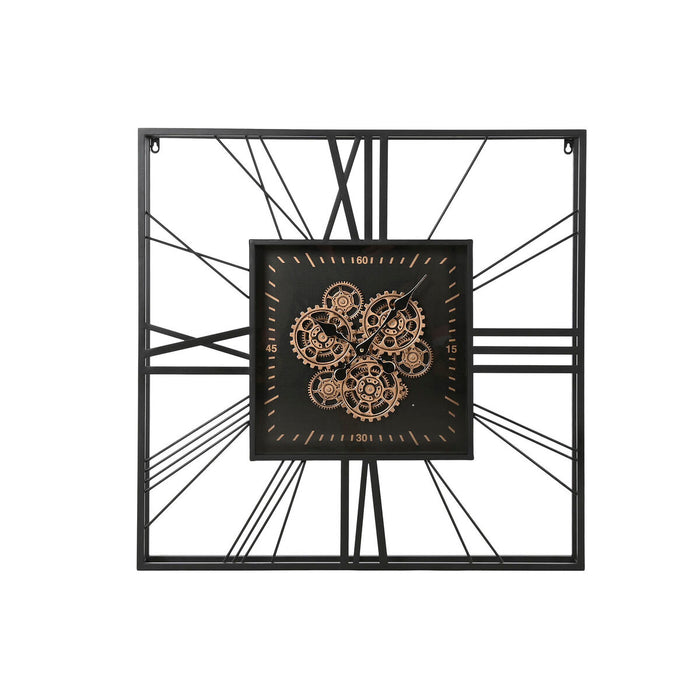 Vægur Home ESPRIT Sort Gylden Metal Krystal 80 x 8 x 80 cm