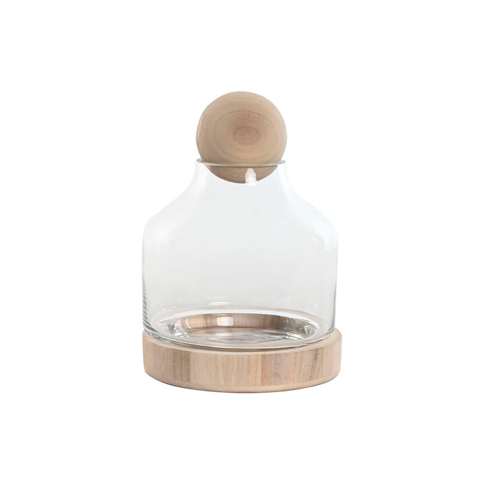 Vase Home ESPRIT Gennemsigtig Natur Træ Krystal 18 x 18 x 24 cm