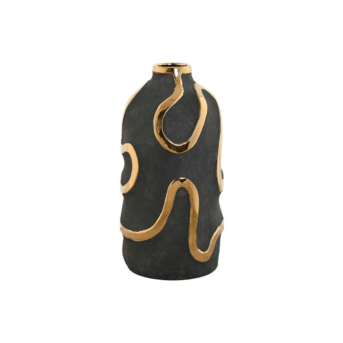 Vase Home ESPRIT Grå Gylden Stentøj Abstrakt Moderne 17 x 17 x 35 cm