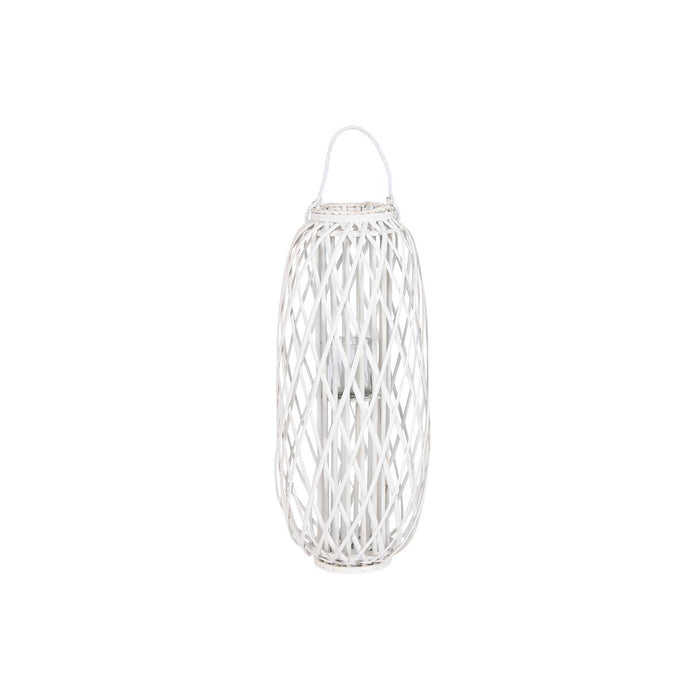 Lyseholder Home ESPRIT Hvid flet Krystal 34 x 34 x 80 cm