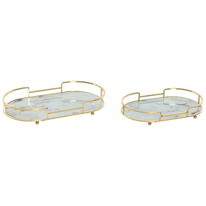 Bakkesæt Home ESPRIT Hvid Gylden Moderne 31 x 17 x 5 cm (2 enheder)