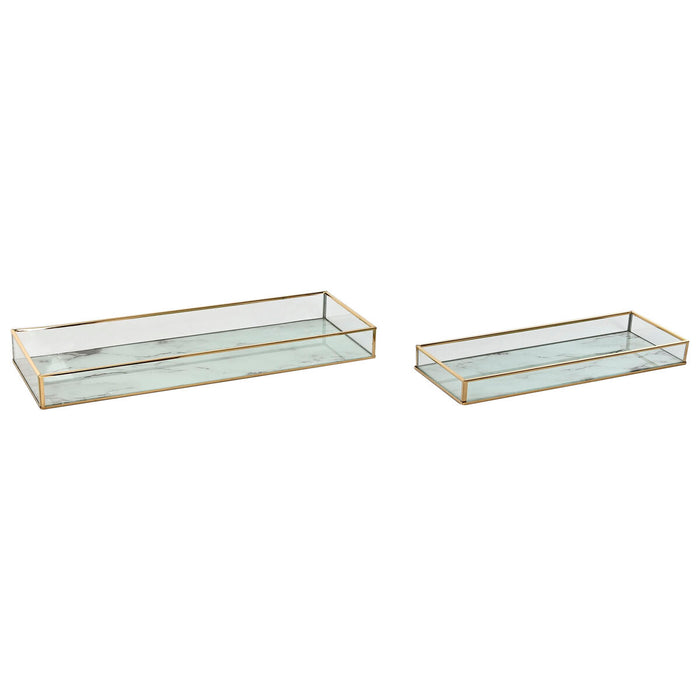 Bakkesæt Home ESPRIT Hvid Gylden Moderne 42 x 15 x 4 cm (2 enheder)
