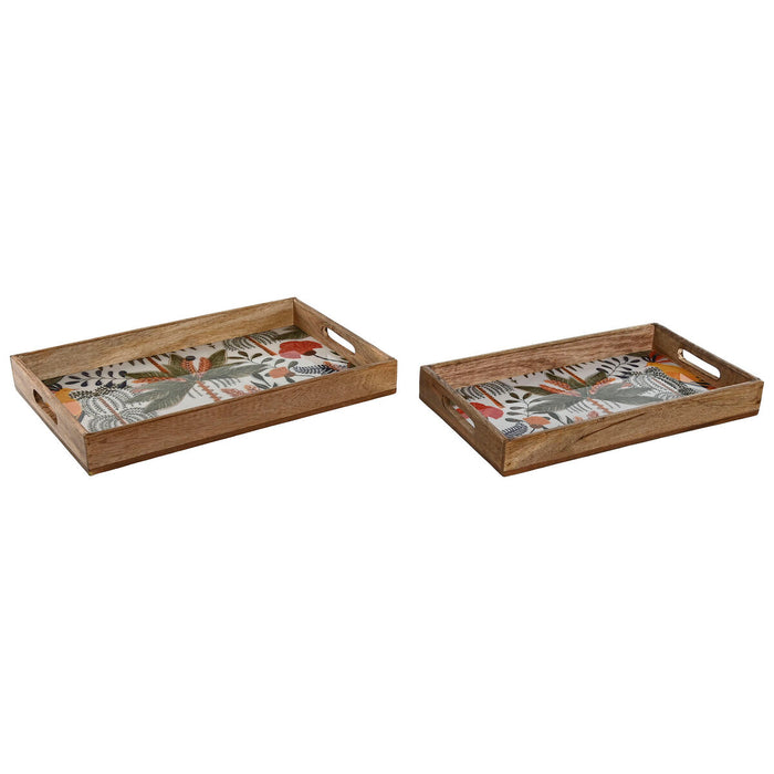 Snack bakke Home ESPRIT Grøn Orange Tropisk Afklædt 43,5 x 27 x 5,5 cm (2 enheder)