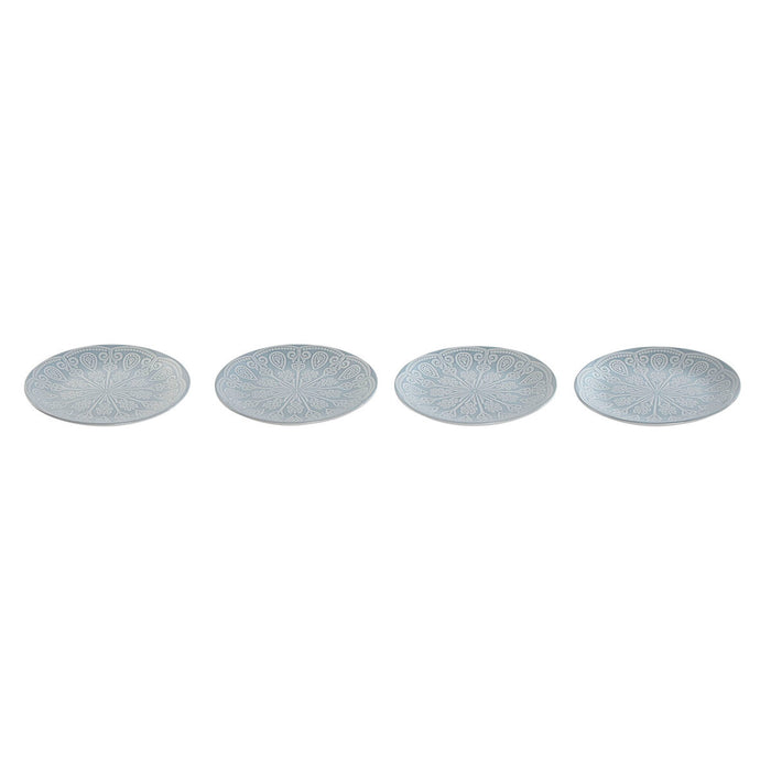 plade Home ESPRIT Blå Stentøj Mandala Araber 19,5 x 19,5 x 2 cm