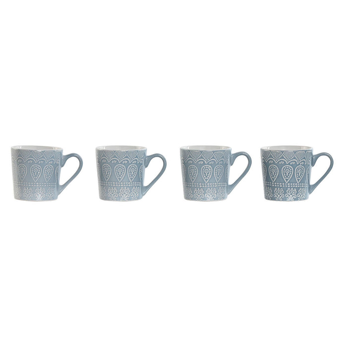 4 Dele krussæt Home ESPRIT Blå Stentøj 340 ml 13 x 9,5 x 9,2 cm Mandala