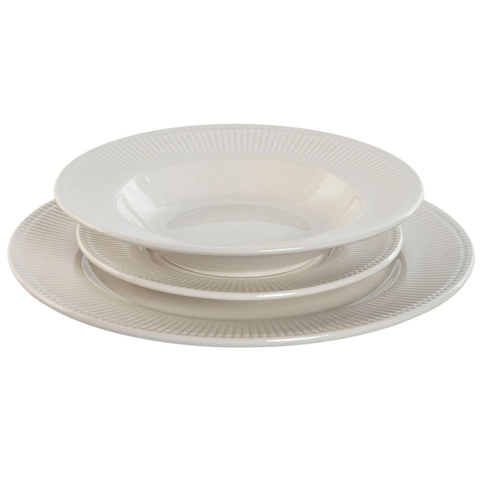 Spisestel Home ESPRIT Hvid Porcelæn Striber 27 x 27 x 2 cm 18 Dele