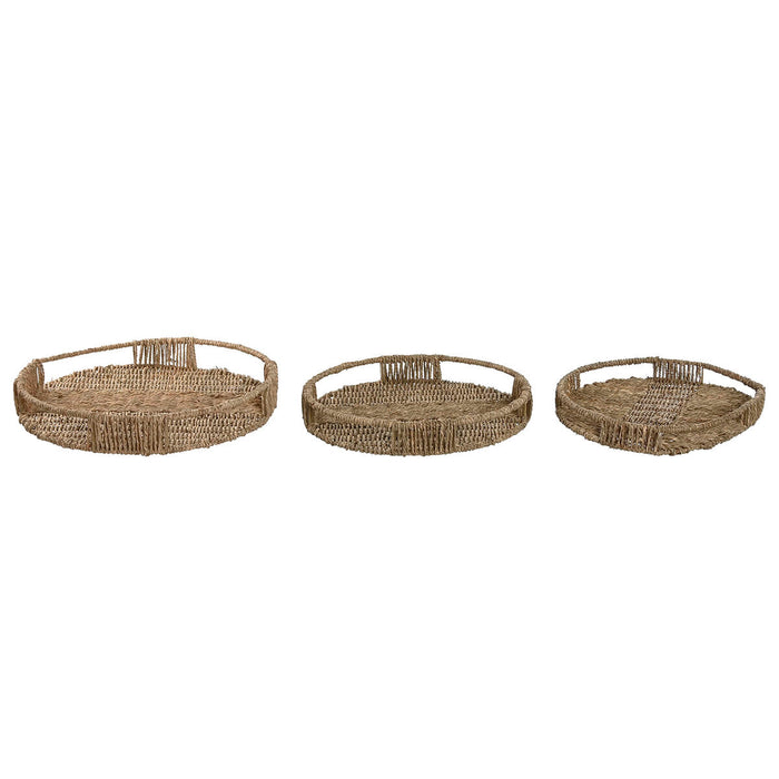 Bakkesæt Home ESPRIT Natur Tropisk 45 x 45 x 7 cm (3 enheder)