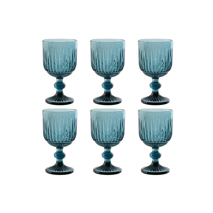 Sæt med glas Home ESPRIT Blå Krystal 8 x 8 x 14,5 cm (6 enheder)