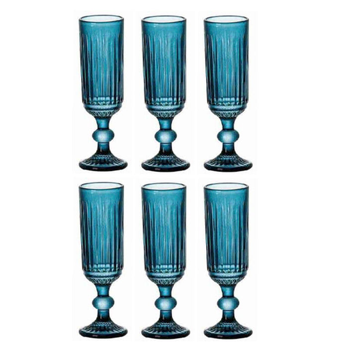 Sæt med glas Home ESPRIT Blå Krystal 160 ml (6 enheder)