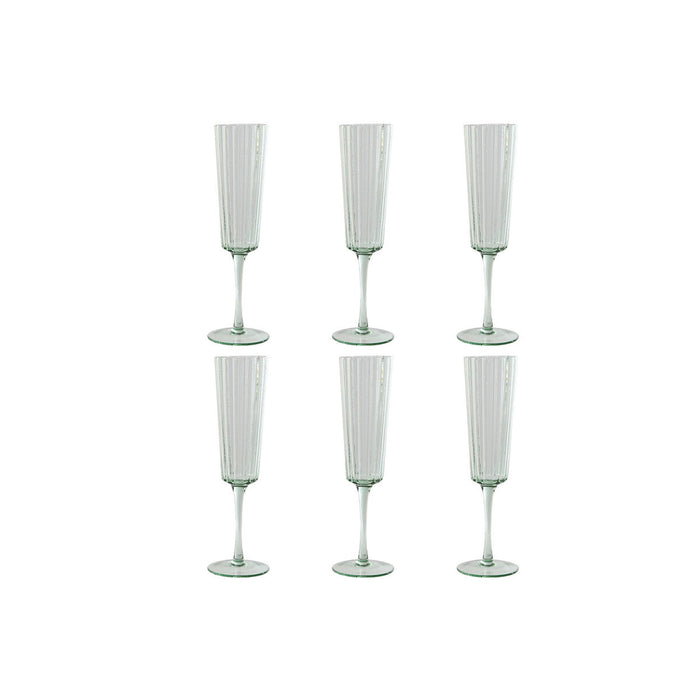 Sæt med glas Home ESPRIT Grøn Krystal 6 x 6 x 23,7 cm (6 enheder)
