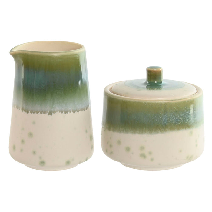 Mælkekande og sukkerskål Home ESPRIT Hvid Grøn Porcelæn 250 ml 9 X 9 X 8,4 cm 2 Dele