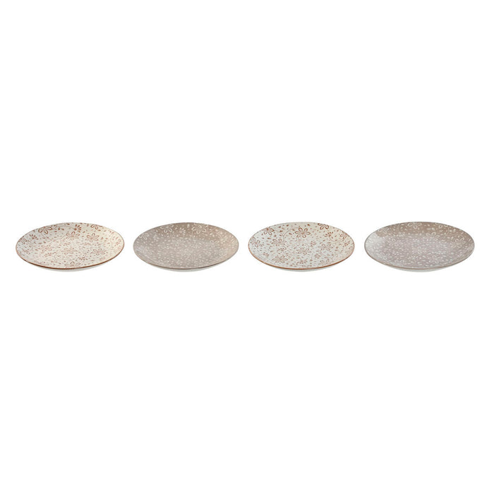 plade Home ESPRIT Brun Beige Porcelæn 19 x 19 x 2 cm