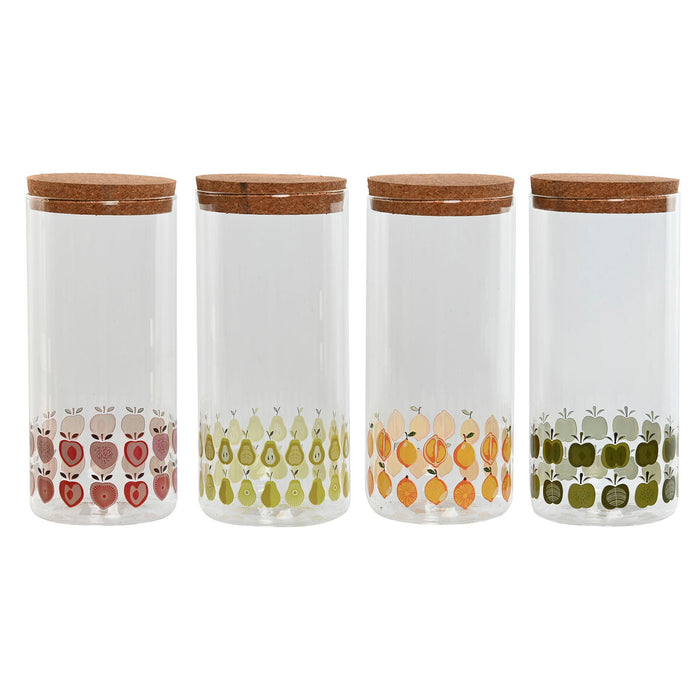 Blik Home ESPRIT Gul Grøn Natur Kork Silikone Borosilikatglas Shabby Chic 1,4 L (4 enheder)