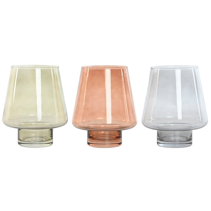 Vase Home ESPRIT Blå Grøn Rav Krystal Moderne 14,5 x 14,5 x 18 cm (3 enheder)