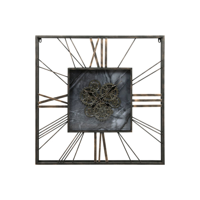 Vægur Home ESPRIT Sort Gylden Metal Krystal 80 x 8 x 80 cm