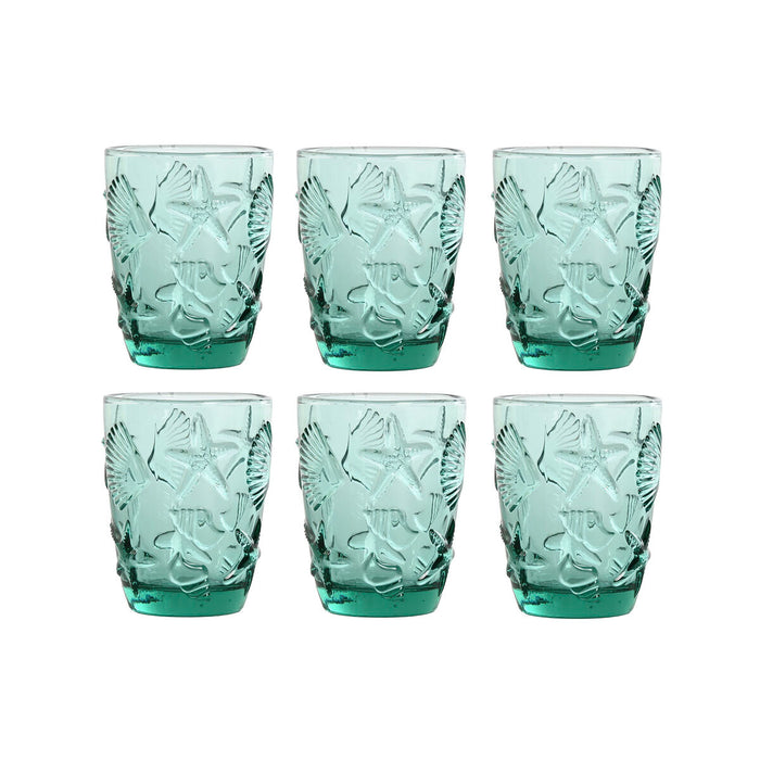 Glassæt Home ESPRIT Turkisblå Krystal Middelhavet Med relief 290 ml (6 enheder)