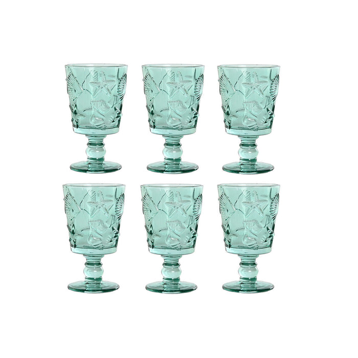 Sæt med glas Home ESPRIT Turkisblå Krystal 345 ml (6 enheder)