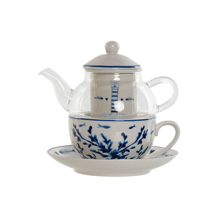 Tekande Home ESPRIT Blå Hvid Krystal Porcelæn